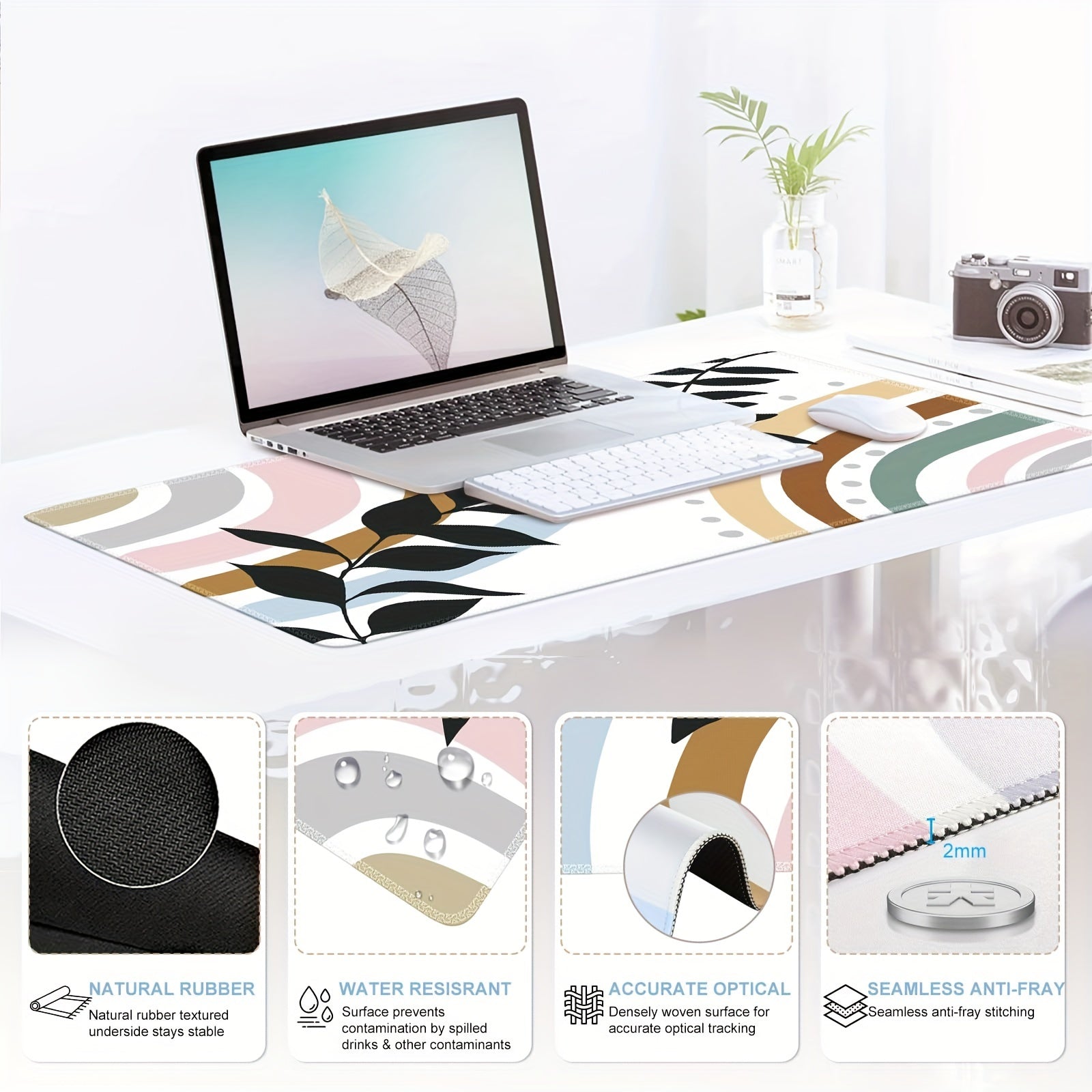 Desk Mat, Gaming Mouse Pad Wrist Support Set, 4in1 XXL Large Mousepad + Keyboard Wrist Rest+Mouse Wrist Rest+Coaster Set With Ergonomic Design For Home Office Table Computer
