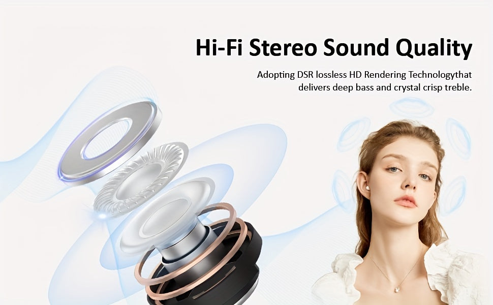 MSHUKCOE Invisible Sleeping Headphones - Ultra Thin Sports in Ear Wireless Wireless Earphones, 6D Bass Sound Effect HIFI Music Earbuds, Low Latency, Dual Noise Reduction And Sleep/Game Mode, Ultra Long Battery Life, Suitable for Birthday Gifts
