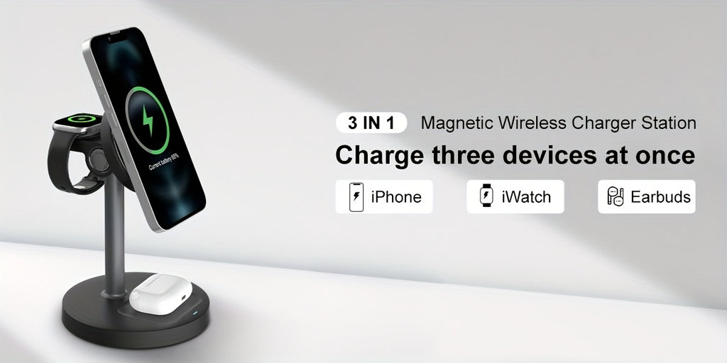 3in 1 Wireless Charging Station, Fast Charger for iPhone 17 16 15 14 13 12 Pro Pro Max for iWatch 3-11 SE Ultra, for AirPods 4 3 2 Pro Wireless Charger