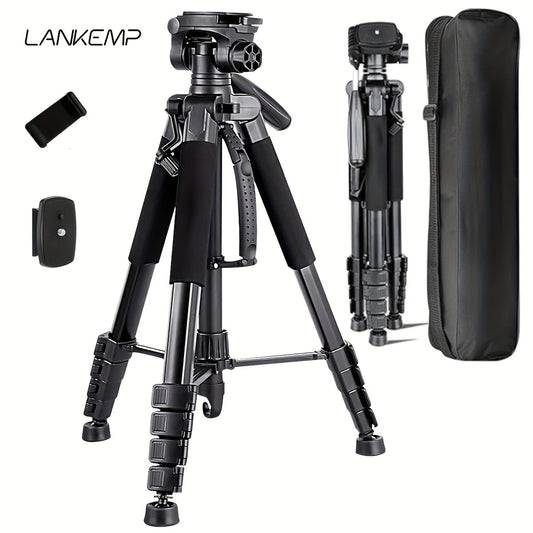 ALEiMEN Aluminum Alloy Tripod, 74-inch Professional Heavy-duty Camera Stand with Dual Quick Release Plate, Phone Clip, Carrying Bag for DSLR Cameras, Mobile Phones, Projectors, Scopes, Webcams -