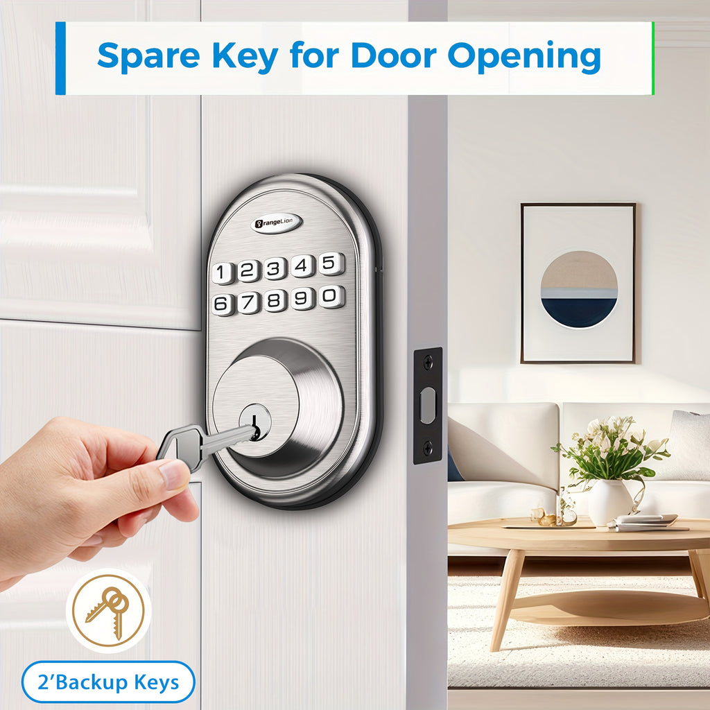 Keypad Door Lock, Keypad Deadbolt, Keyless Entry Door Lock, Electronic Keypad Smart Lock, 100-Code Capacity, Backup Key, Auto-Lock Feature, Anti-Peeping Code, Fits Most Standard Doors, Villas, Courtyards, Apartments (Batteries Not Included