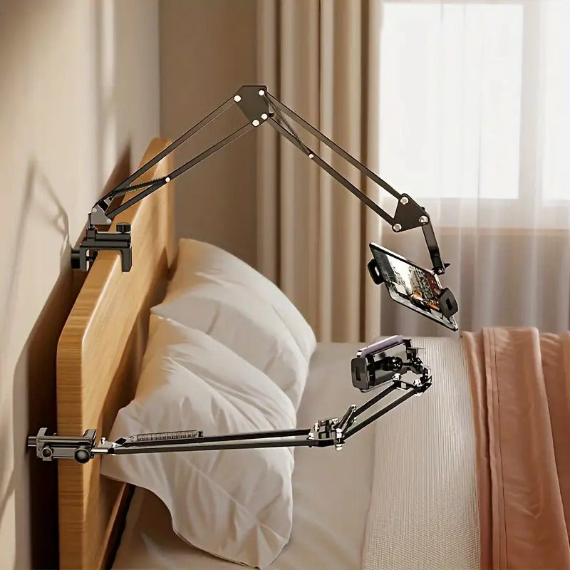 [Adjustable Tablet Stand] Large Adjustable Tablet Stand with Mechanical Cantilever Arm & Rotating Holder - Clamp Base Suitable for iPad, Smartphone, Bedside Desk Mount, Long Arm Phone Cradle for Office, Compatible for Tablet Holder for /Electronics
