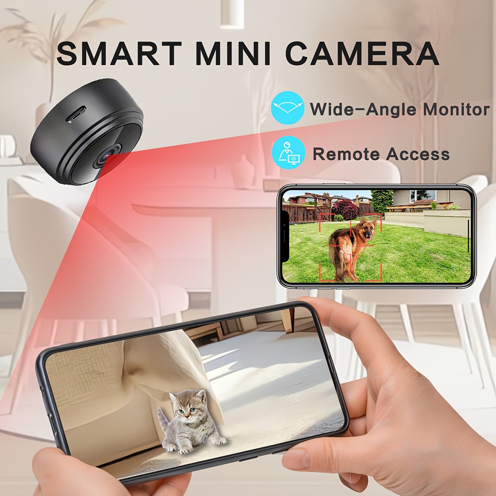 1/ 2/ 3/ 5/ 6/ 9/ 12pcs Wireless Remote Control Monitoring Camera, 1080P High-Definition, 2.4G Wifi, Wide-Angle Monitoring, Remote Observation, with Battery (180MA), Used for Home Security Wifi Monitoring Camera