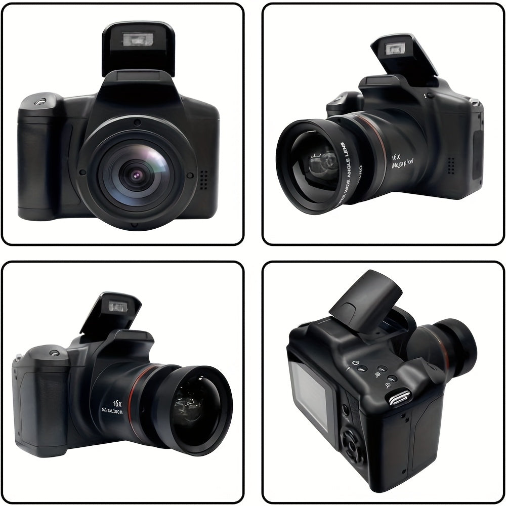 Digital Camera Photography with 2.4-inch LCD Screen, 16x Digital Zoom 1080P Mini Camera Vlog Camera with 9.88mm Wide-angle Lens Cool Stuff Travel Essentials Gift, Body Camera Compact Travel Camera, Vlogging Camera, Complimentary 32G Memory Card And