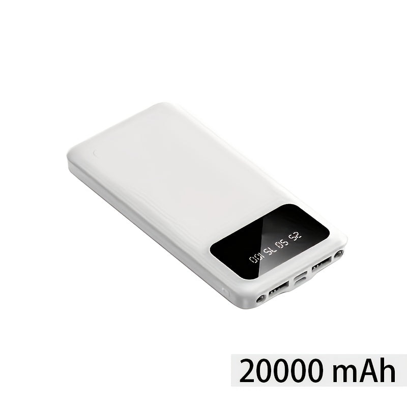Large Capacity Mobile Power Supply 20000Mah, 5V2.1A Portable USB Charger, LED And Digital Display, for Ios/ Android Devices, 2Xusb Output, Type-C/ Micro Input, Safe And Stable Polymer Lithium Battery
