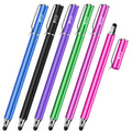 [6pcs 2-in-1 Stylus Set] MEKO 6pcs 2-in-1 Capacitive Stylus/Styli with 30 Extra Replaceable Soft Rubber Tips | Universal Touch Screen Pen for All Tablets/Cell Phones | July 4th Gifts