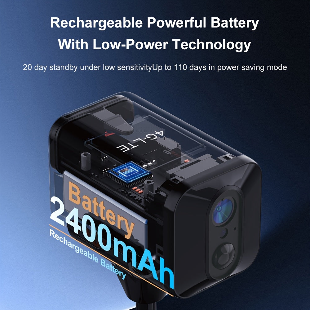 4K, Security Camera, 4G LTE Camera, Wireless Camera With Infrared Night Vision, Rechargeable Battery, Intelligent PIR Human Detection, Two-way Voice Communication, No Need For Wi-Fi, No Need For Power Plug