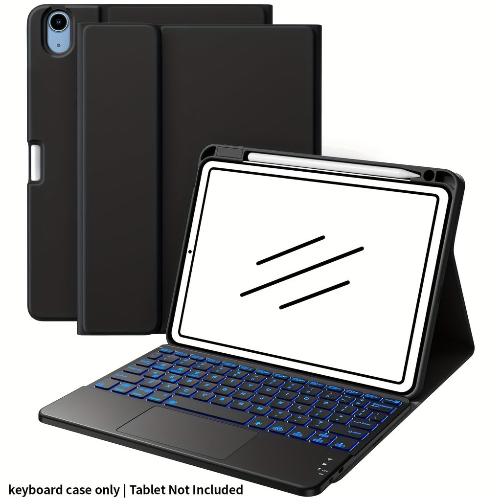 Only Tablet Case with Keyboard for iPad 11th 10th Generation - 7 Colors Backlit Wireless Detachable Folio Keyboard Cover with Pencil Holder for iPad 11-inch A16 2025 10th Gen 10.9 Inch 2022