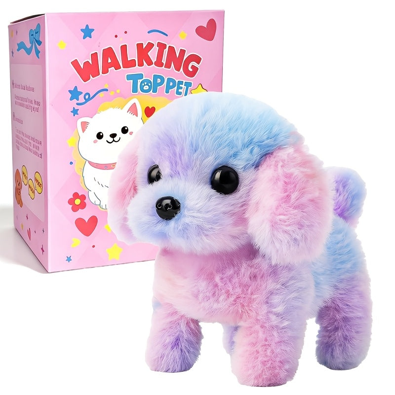 Electric Plush Puppy Toy With Additions | Realistic Pet Dog Design Walks, Wags Tail, Makes Barking Sounds, Includes Leash, Bone, Bow - Interactive Entertainment Gift Toy