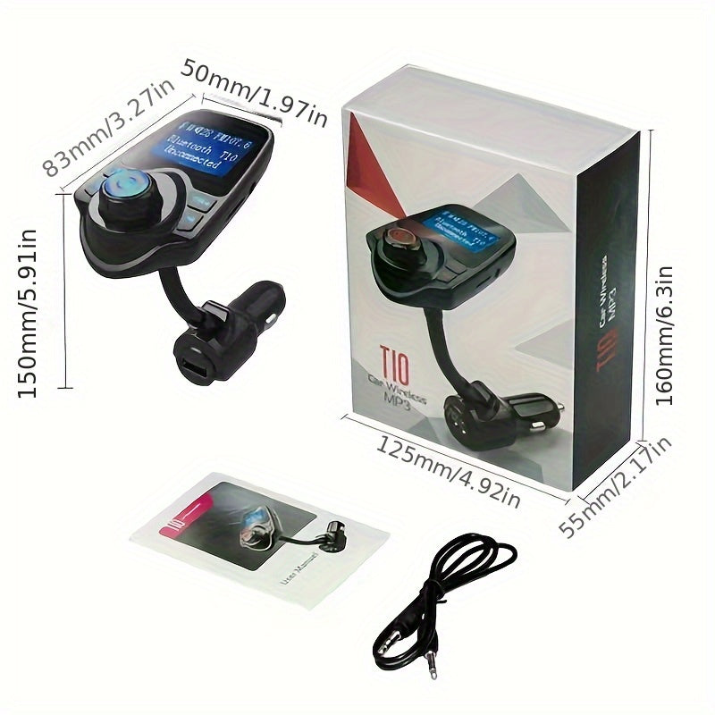 Wireless 5.0 Car Adapter, Hands-Free Receiver, FM Transmitter, Dual USB Charger, Quick Charge, Versatile Wireless Car MP3 Player