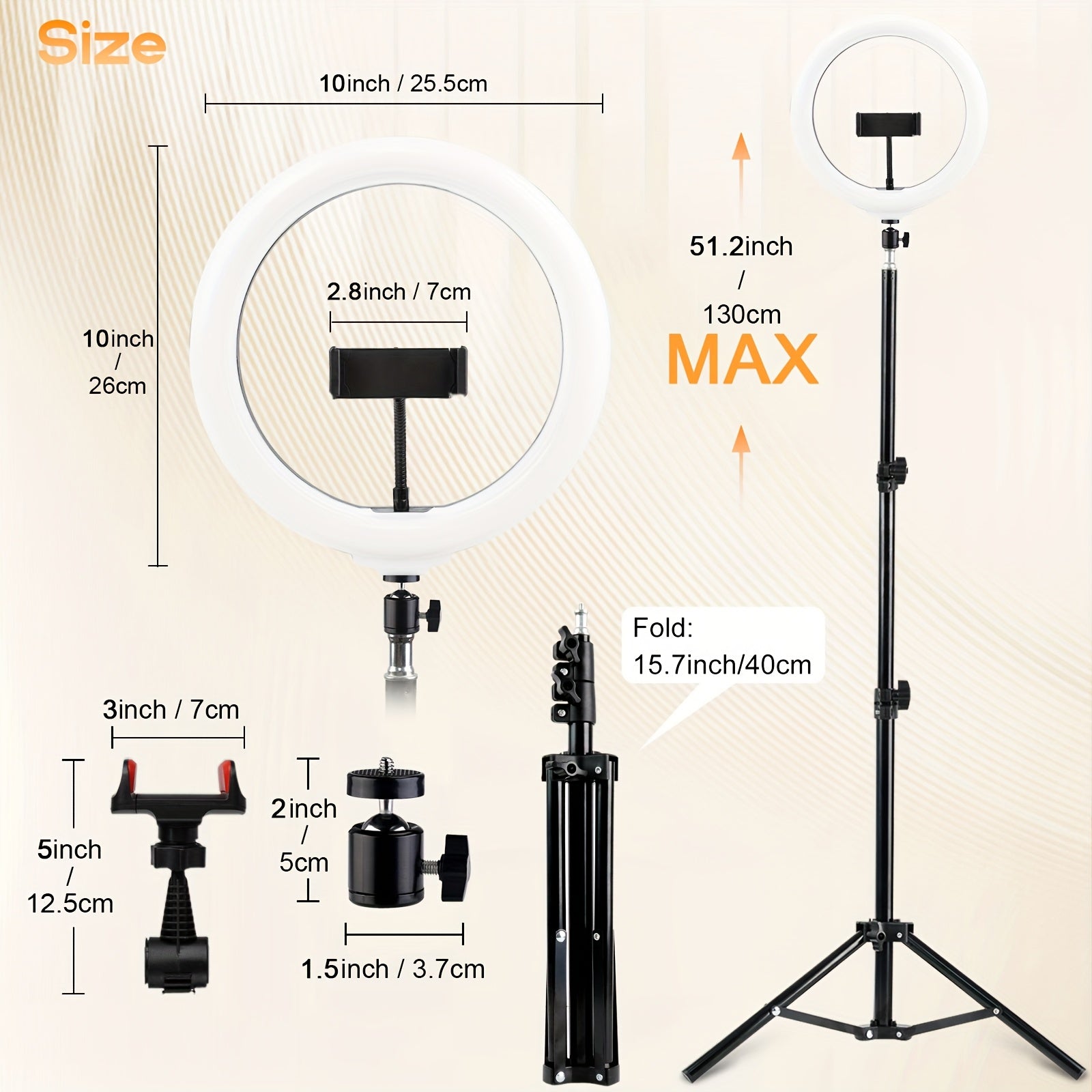 UEGOGO LED Photo Ring Light with 43-Inch Adjustable Stand Phone Holder, USB Powered Studio Lighting for Photography, Video Recording, And Streaming - Portable Circle Fill Light for Outdoor Use