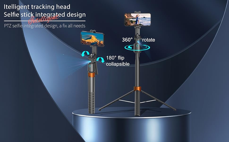 AI Face Tracking Tripod with Remote, 70.87inch Extendable Pole, 360° Phone Rotating Stand, AI Smart Tracking Selfie Stick for iPhone & Android, Vlogging & Live Streaming