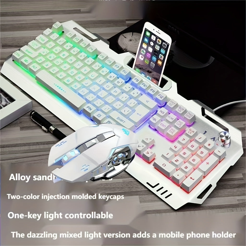 Grip Gaming Keyboard And Mouse Combo RGB Mode Wired USB Plug-In Luminous Universal Windows System Desktop