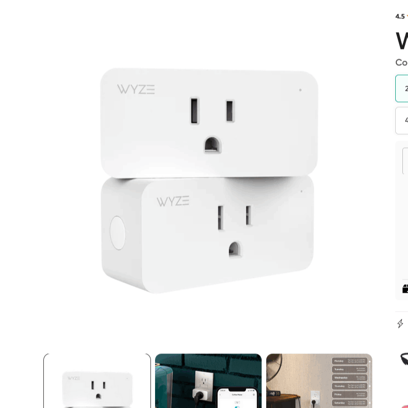 Wyze Plug, 2.4GHz WiFi Smart Plug, Works with Alexa, Google Assistant, IFTTT, No Hub Required, White – A Certified for Humans Device, White, 2 Pack