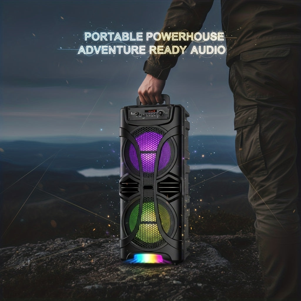 3000W BT Connection PA Speaker with Dual 6.5inch Woofers - Wireless Karaoke Machine, FM Radio, Party Lights & Wired Mic - Deal for Party Events