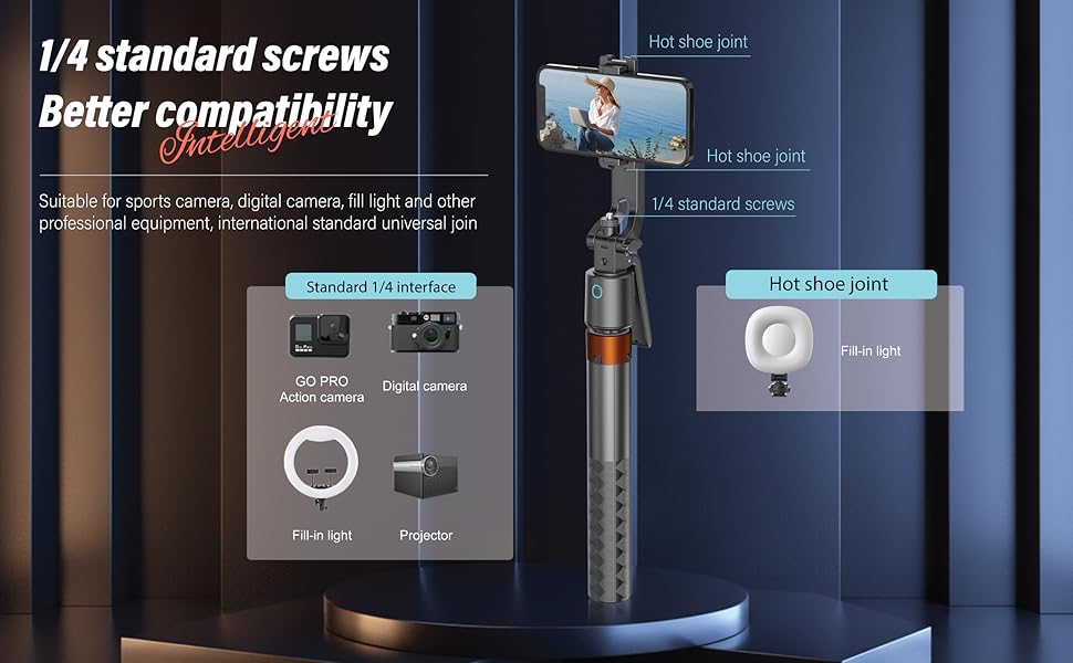 AI Face Tracking Tripod with Remote, 70.87inch Extendable Pole, 360° Phone Rotating Stand, AI Smart Tracking Selfie Stick for iPhone & Android, Vlogging & Live Streaming
