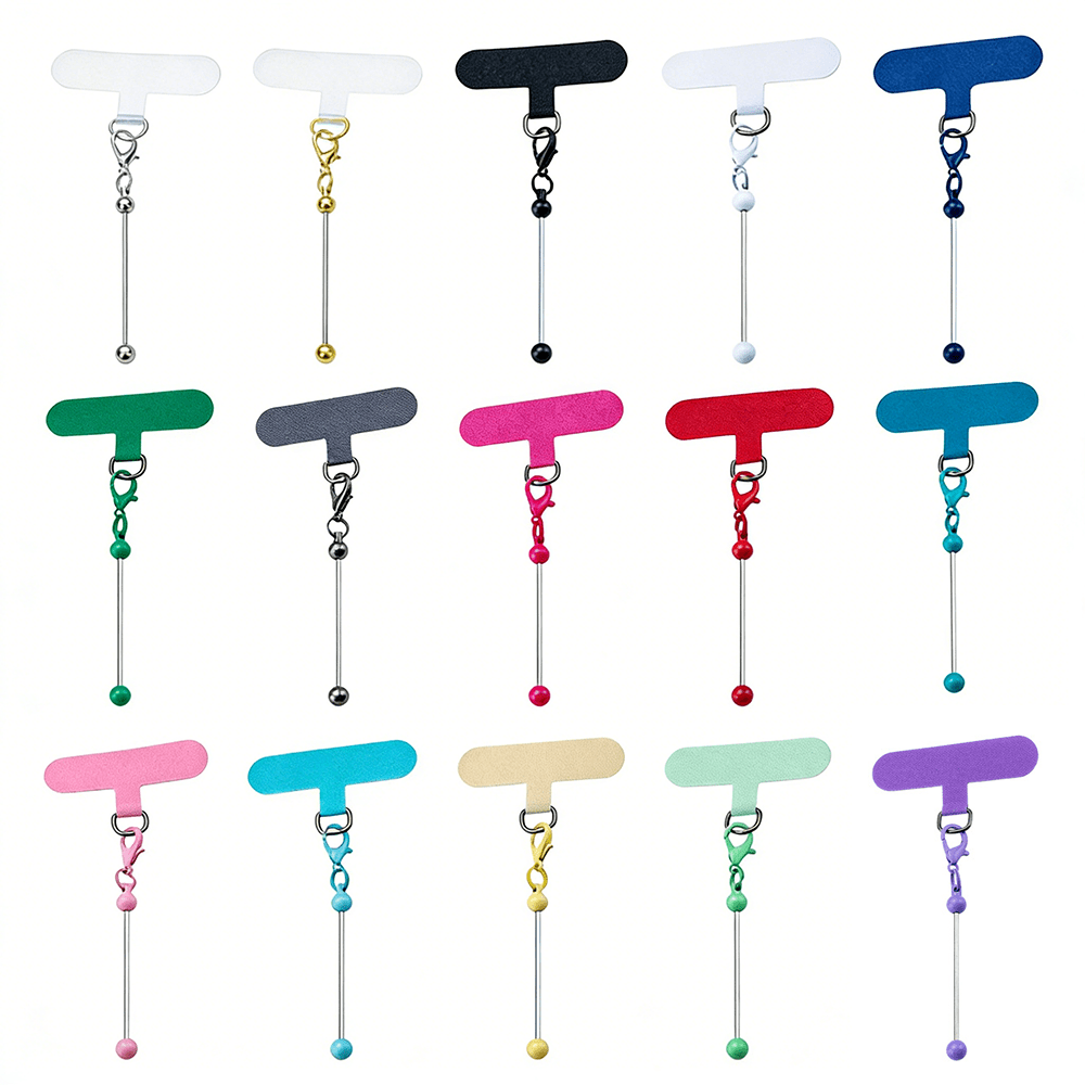 30pcs/15pcs Beadable Phone Tether Tab Set with Blank Beadable Bars, DIY Phone Lanyard Adapter Kit for Phone Charms, Keychains & Phone Decorations, Wedding Holiday, Best Friend Gifts