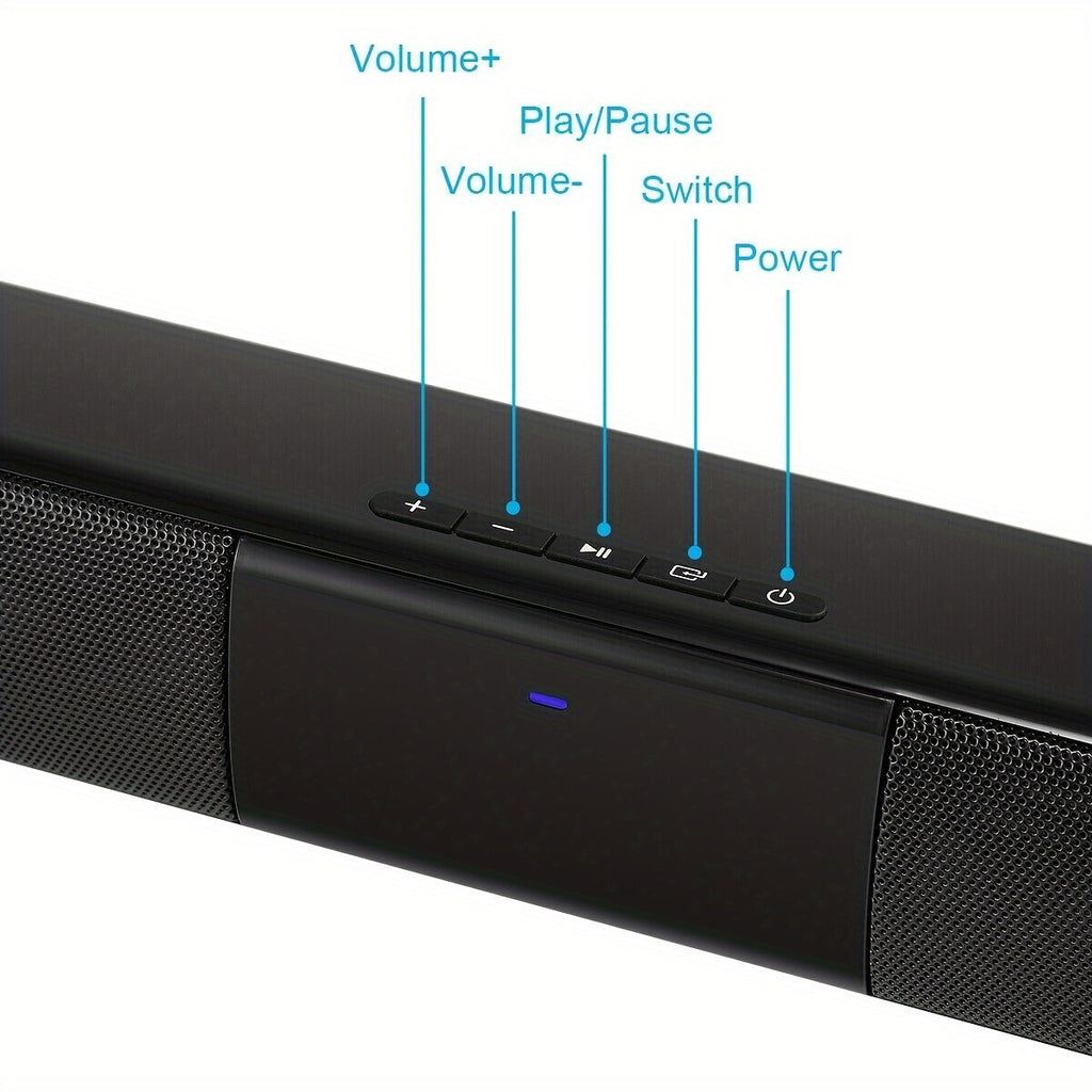 [Surround Soundbar] 1pc Digital 5.1 Surround Sound Bar for Smart TV, High Power 4 Speaker System Bathroom Radio - Wireless Enhanced Home Theater System with Adjustable Speakers & Subwoofer, Can Be Used for PC Games Projectors, Remote Control