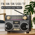 [Portable Solar Radio] Portable FM/AM/SW Radio- Solar & USB Powered, 1200mAh Lithium Battery, Wireless, Support TF Card/USB/AUX Playback,Compact Design with Ergonomic Handle & Speaker - Ideal for Indoor/Outdoor, Camping, Emergencies - Solar-Powered Chargi