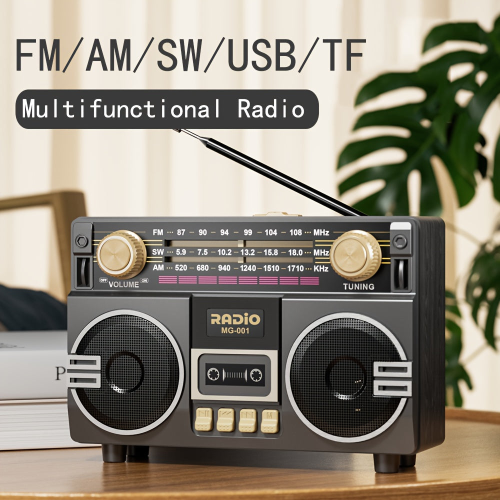 [Portable Solar Radio] Portable FM/AM/SW Radio- Solar & USB Powered, 1200mAh Lithium Battery, Wireless, Support TF Card/USB/AUX Playback,Compact Design with Ergonomic Handle & Speaker - Ideal for Indoor/Outdoor, Camping, Emergencies - Solar-Powered Chargi
