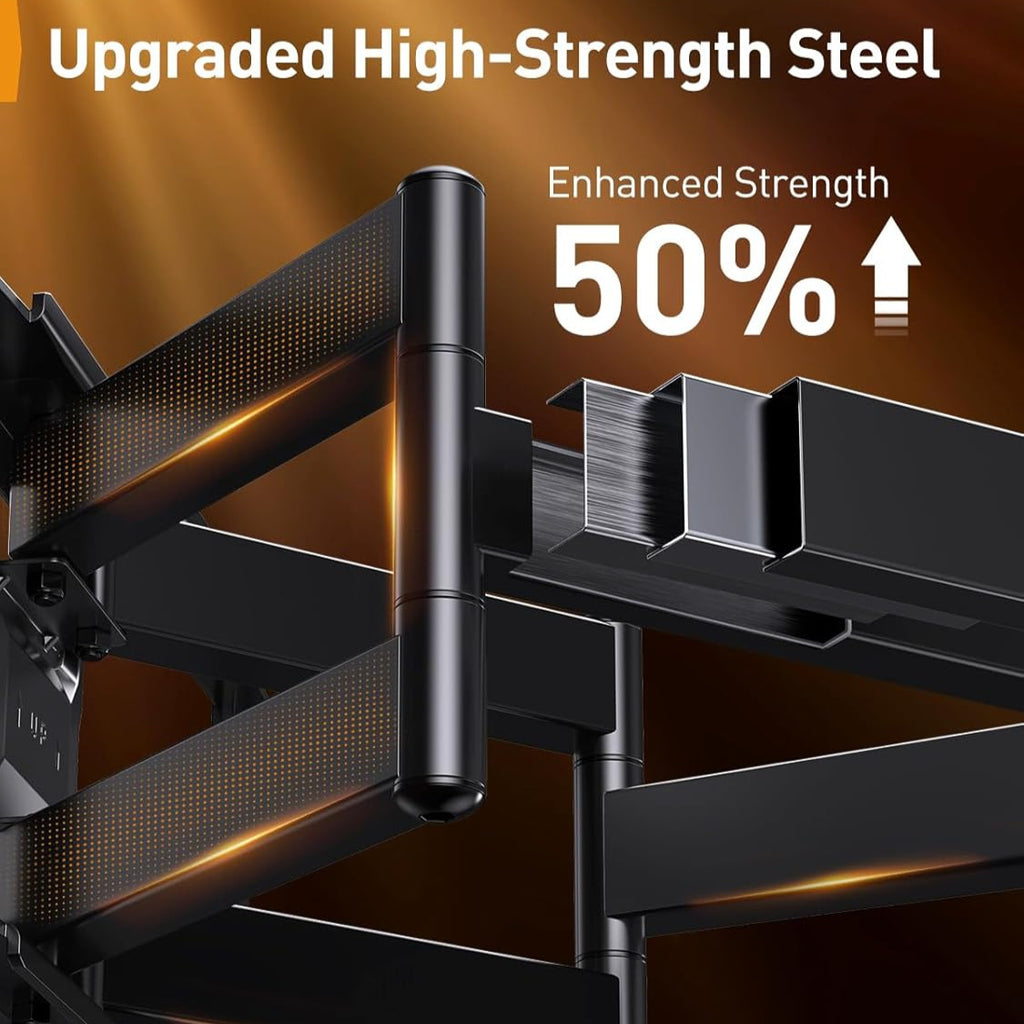 Full Motion TV Wall Mount Holds 132 Lbs, Fits 40-86" TV, Full Motion TV Wall Mount, Pre-Assembled TV, Holds 110-132 Lbs, Pre-Assembled TV Mount, Tool-Free Tilt, Rotate, Extend, Up to VESA 600 X 400mm, 12"/ 16"/ 18"/ 24" Wood Studs
