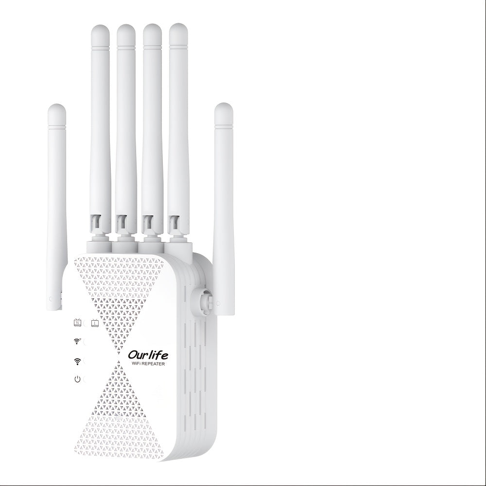 Wi-Fi Repeater, *Thousands of Customers Buy Again*, 2.4G Signal Strength Booster, Wide Coverage, Breaks Through Spatial Limitations, One-Button Setup, Full Coverage, Flexible Antenna Rotation, Adjustable Signal Strength, Enhanced Stability