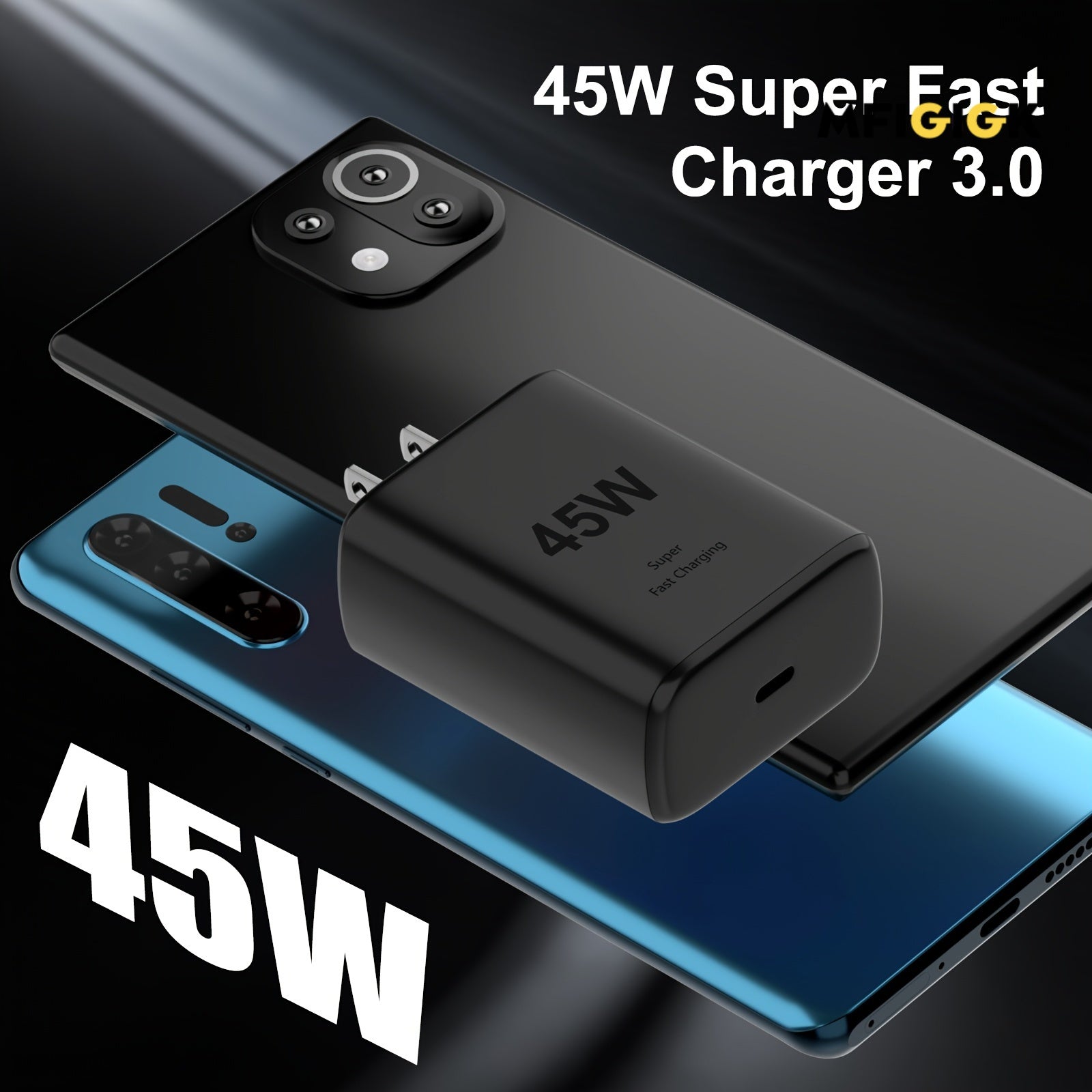 MFIGlGK [Fast Charger] 2 Pack 45W Super Fast Charger Type C | 45 Watt USB-C Wall Charging Block for Samsung S23/ Ultra/ S22/ S21/ S20/ Note10/ 20, iPhone 16/ 15 Pro, Pro Max, Plus with 2x MFIGlGK