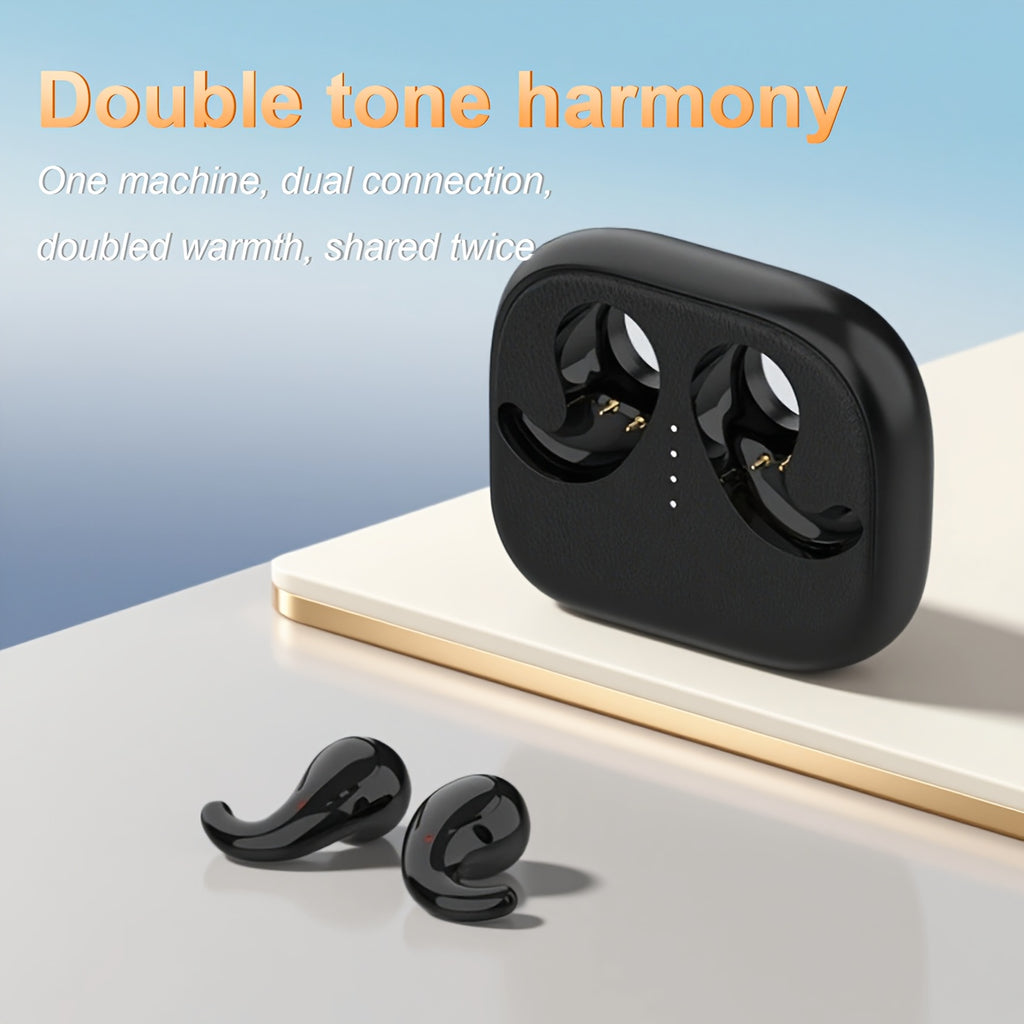The 2025 Popular Black - Tech Semi - In - Ear Headphones, with Super - High Sound Quality, 360 - Degree Stereo Surround Sound. It Is Equipped with A Rechargeable Lithium - Polymer Battery And A Type - C Interface, Offering Long - Lasting Battery