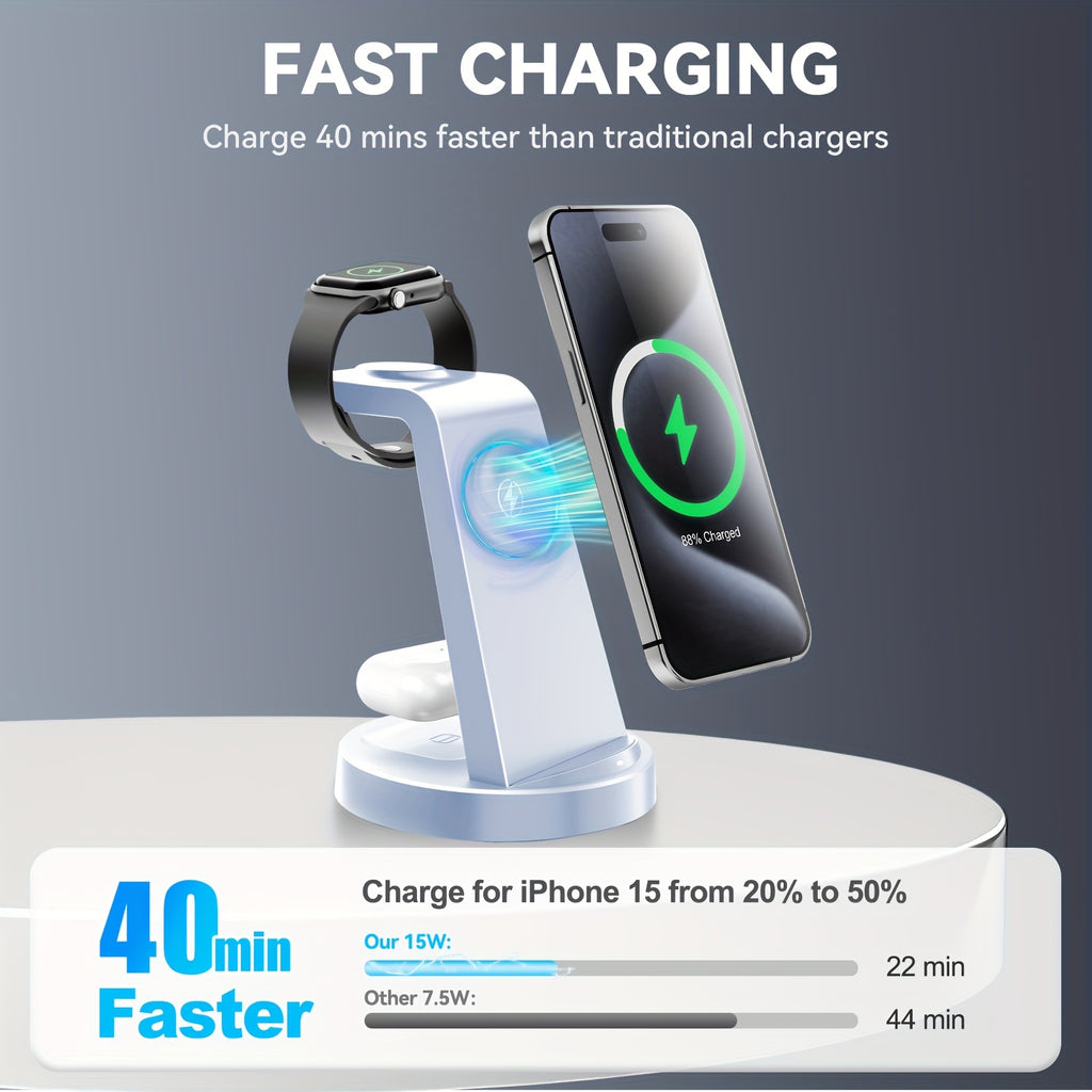 3 in 1 Wireless Charger, Wireless Charging Station, Fast Travel Wireless Charging Dock Stand for Multiple Devices, for Iphone 17 Pro Max 17 Pro 17 16 15 14 13 12 11 Pro Max 8, for Iwatch 11 10 9 8 7 6 5 4 3 2 SE Ultra, for Valentine'S Day Gifts