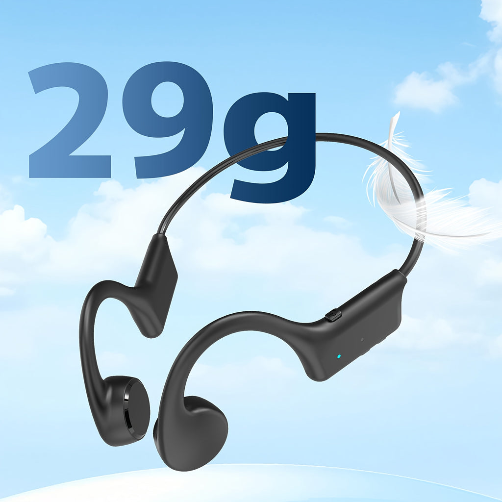 Wireless Open-Ear Bone Conduction Headphones with a Microphone, Offering 12 Hours of Playtime, Ideal for Sports Like Running And Gym Workouts, Available in Black And Blue As a Gift Option
