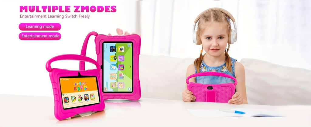 7 Inch Kids Tablet, 2GB RAM 32GB ROM Android 14, 2.4G WiFi, GMS, Eye Protection, Parental Control, Educational, Silicone Case