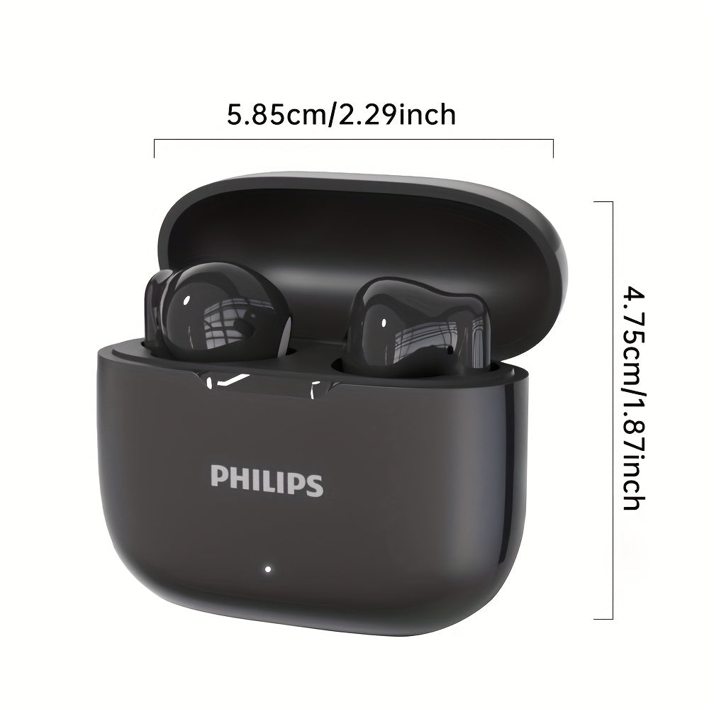 Philips TAT1220 Wireless Bluetooth Headset, Upgraded to Version V6.0, Active Noise Canceling, Touch Control, 360 ° Surround Sound, Open Design, Type-C Charging, In-Ear Earbuds, Suitable for Sports & Daily Use, Phone and Camping