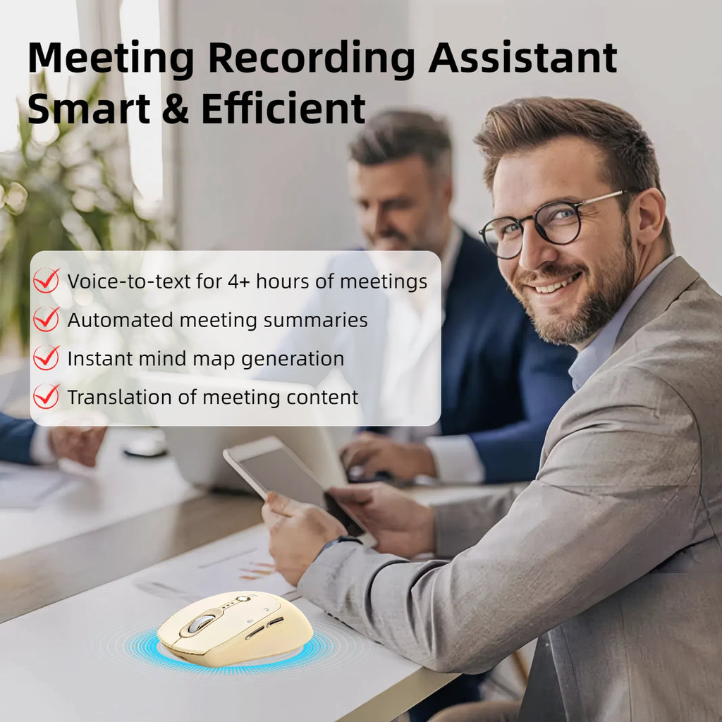 New AI Office & Study Wireless Mouse - Voice Input & Translation, Auto Writing & PPT Assistant, Dual Mode BT+2.4G, Rechargeable With Battery Indicator, Portable Mouse For Laptop, Tablet & PC