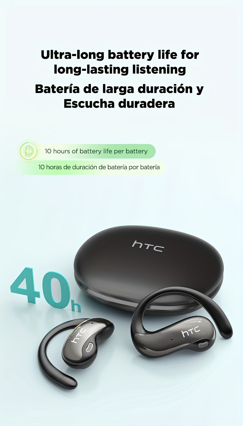 The HTC NE19 New AI Translation Earbuds (TWS) Support 134 Languages, Are Wireless Open-ear, Bluetooth 5.4 HiFi Audio, And Offer Long Battery Life, Making Them Suitable for Sports And Casual Attire. These Hands-free Wireless Earbuds Are Perfect