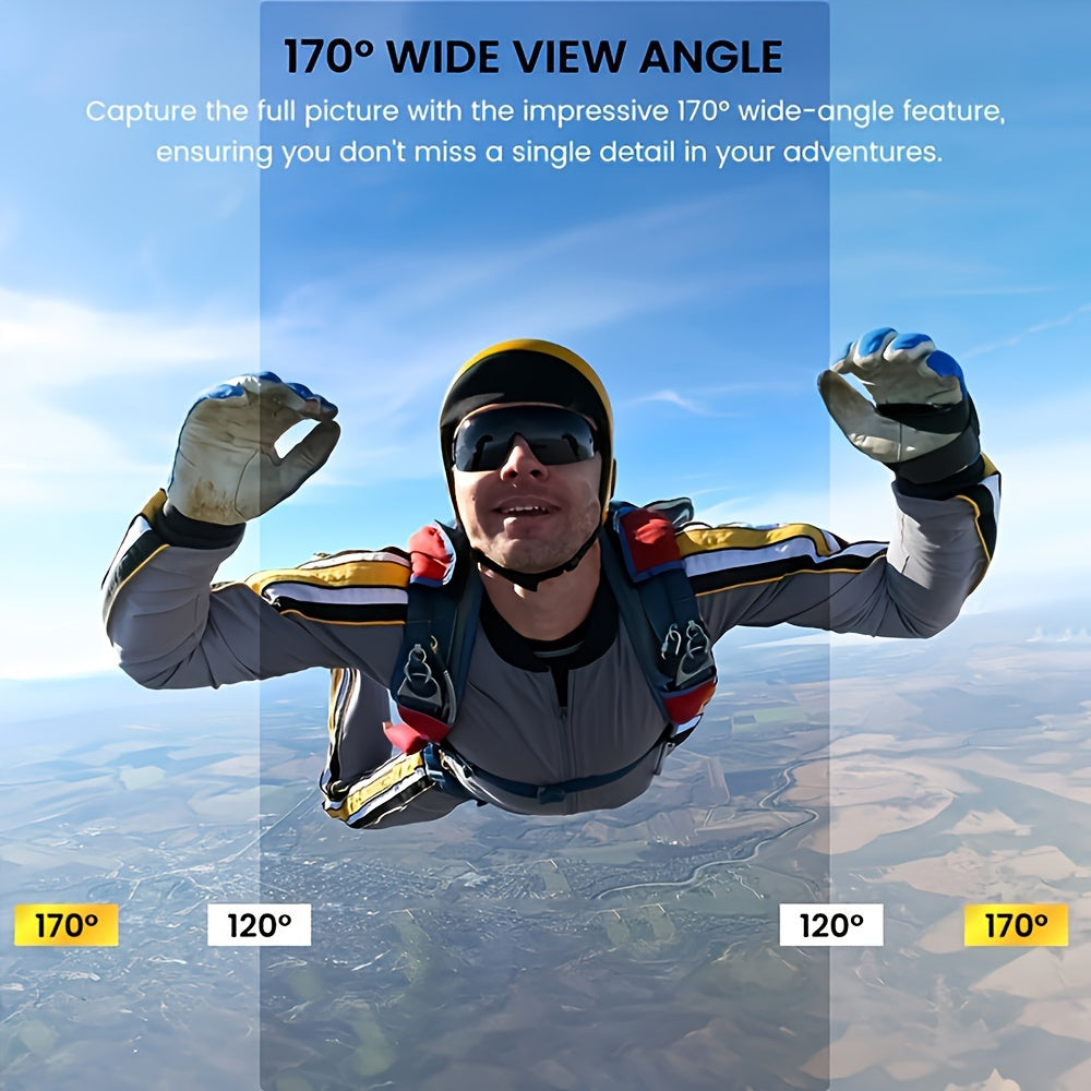 4K WIFI Action Camera: Unleash Your Visual Creativity with 170° Ultra-Wide Angle, Crisp 2" Display, And Ample 32GB Memory. Paired with A Remote Control Accessory Kit for Ultimate Convenience. Father's Day Gift, Capture And Share Unforgettable Moments!