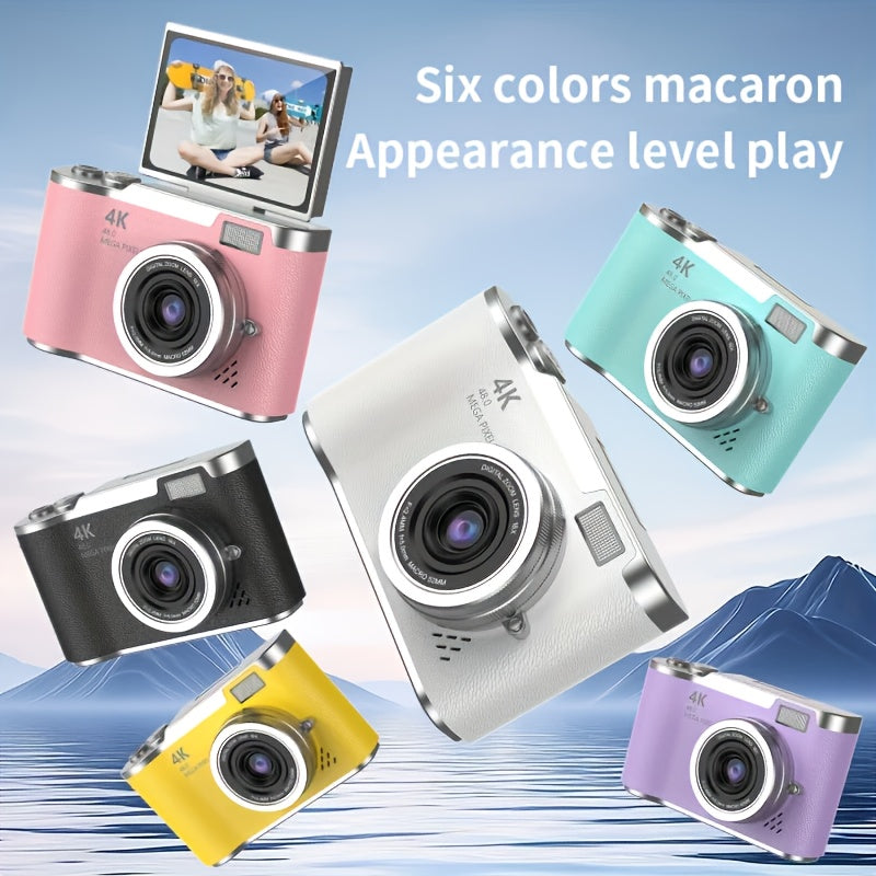 4K HD Digital Camera, 2.4 Inch Flip Screen, Professional Photography And Video Recording Tool, Ideal for Beginners Vlog, Perfect Gift for Thanksgiving And Christmasexcluding TF Card)