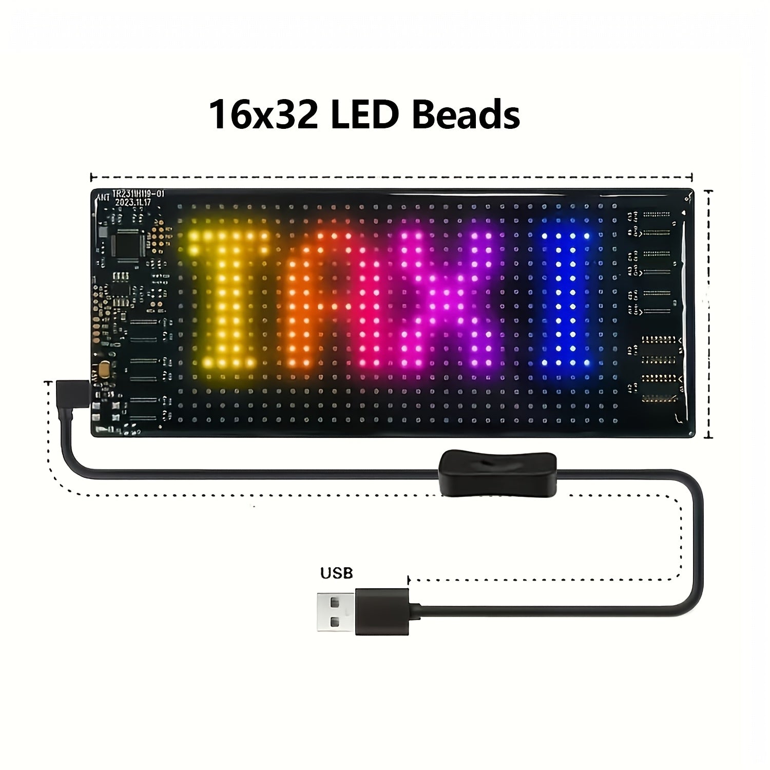 [Flexible LED Matrix Panel]LED Matrix Panel Identification, with USB Power Supply, Application Control and Remote Control; Flexible, DIY Programmable Lighting, Suitable for Cars, Stores, Hotels, Holidays; Easy to Install, Durable Design(No Remote