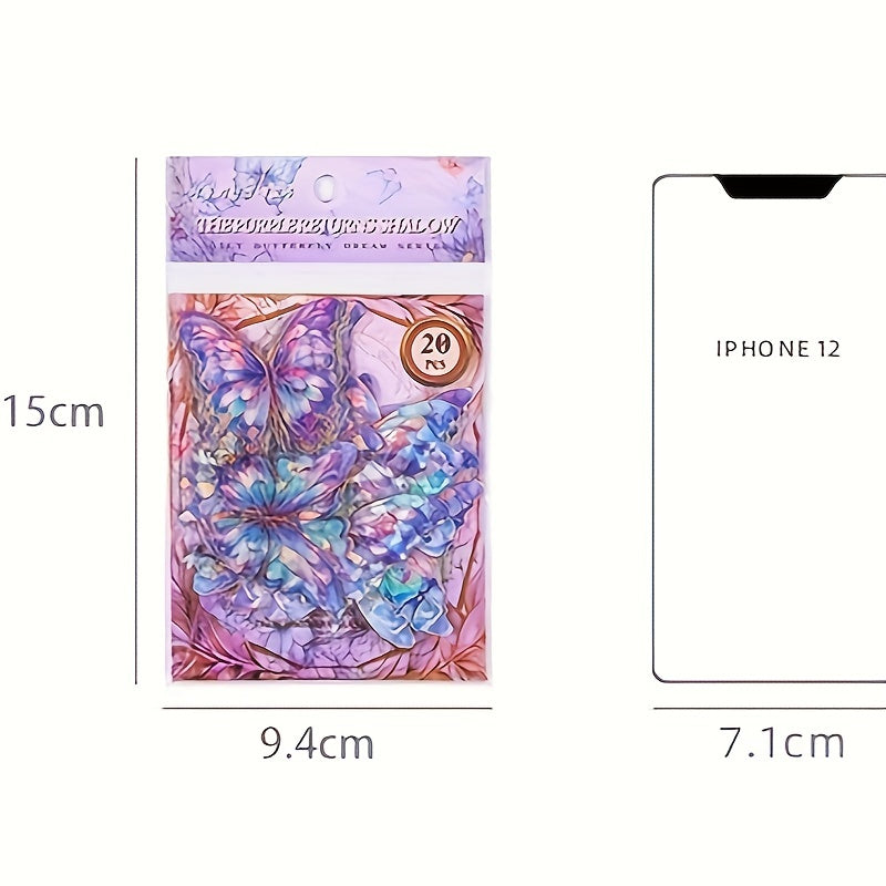 [3D Butterfly Stickers] 120pcs 3D Butterfly Stickers - Glitter Holographic Resin, And Clear for Scrapbooking, Journals, Cell Phones, Cell Phone Charms, Laptops And Crafts