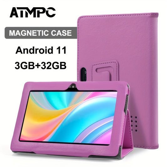 ATMPC 7 Inch Gaming Tablet, Android 11, 3GB RAM+32GB ROM (Expandable to 128GB), 2.4Ghz WIFI, BT 4.2, Quad-Core, 1024*600 HD IPS Display Tablet PC, Magnetic Case, Mini Gaming Tablet, School Supplies, Office Supplies And Additions, Tablet, Pad