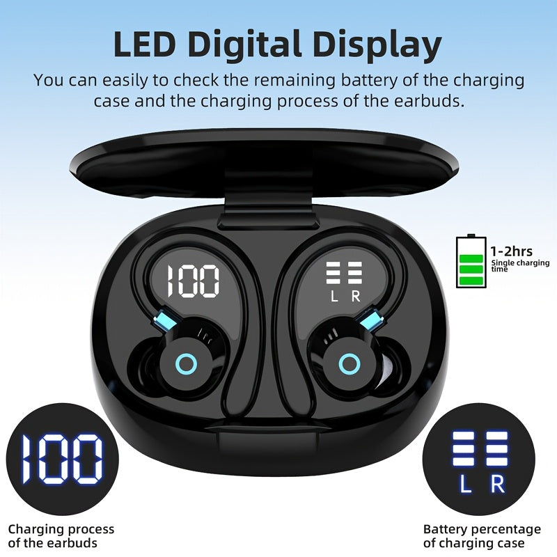 2026 New Wireless Earbuds Hi-Fi Stereo In-Ear Headphones Long Battery Life LED Digital Display Touch Control Noise Canceling Fast USB Charging Sport Gaming Headset Lightweight Fashion Earphones for Commute And Gamers