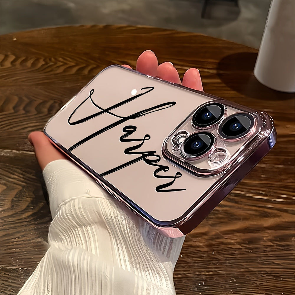 Phone Case - Customizable DIY Name Phone Case Featuring Calligraphy Design, for Iphone 17, 16, 15, 14, 13, 12, 11 Pro Max Plus Air, for Samsung Galaxy S25/ S24/ S23/ S22/ S21. Transparent Printed Phone Case, Perfect Surprise Gift