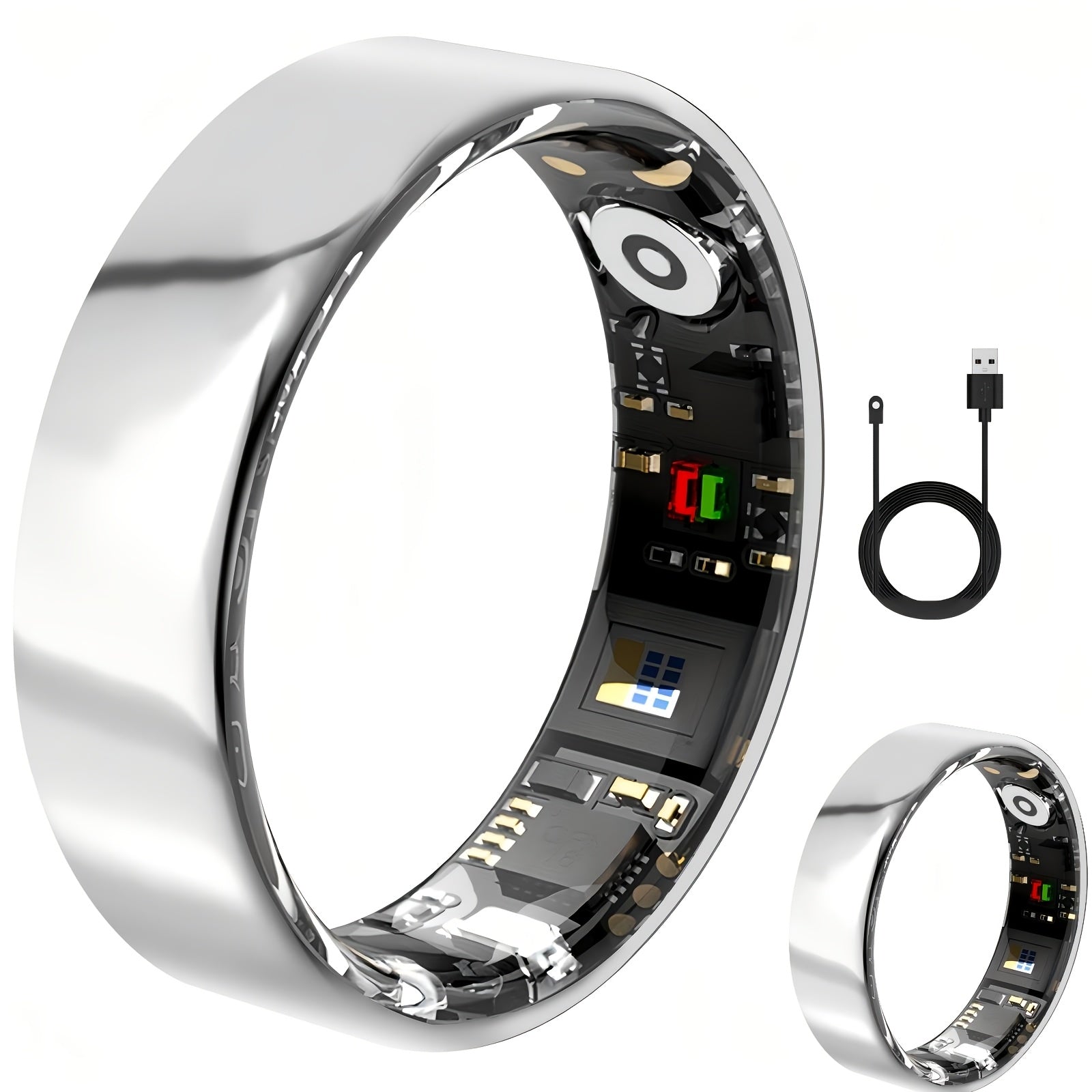 New Smart Ring with Charging Compartment, Fitness, Steps, Distance, Calories, Sleep, Exercise, Compatible with Iphone And Android, USB Charging, Ideal Valentine'S Day/Christmas/New Year Gift