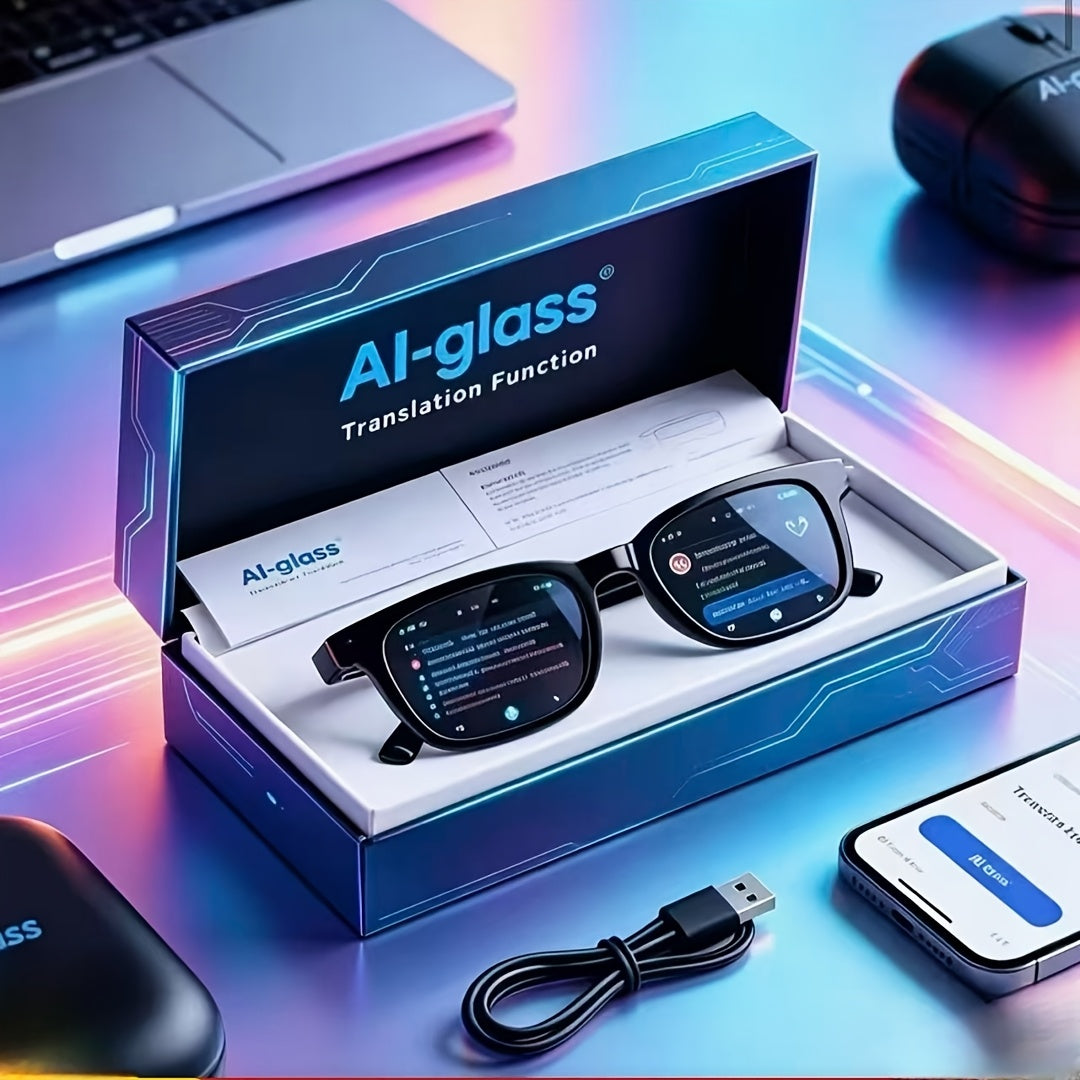 The AI-powered Translation Glasses Feature Stylish Glass Lenses And Are Equipped With A Powerful AI Translation System. They Support Real-time Translation And Summary Of Meeting Notes, High-speed WiFi Transmission, And Are Suitable For Various Occas