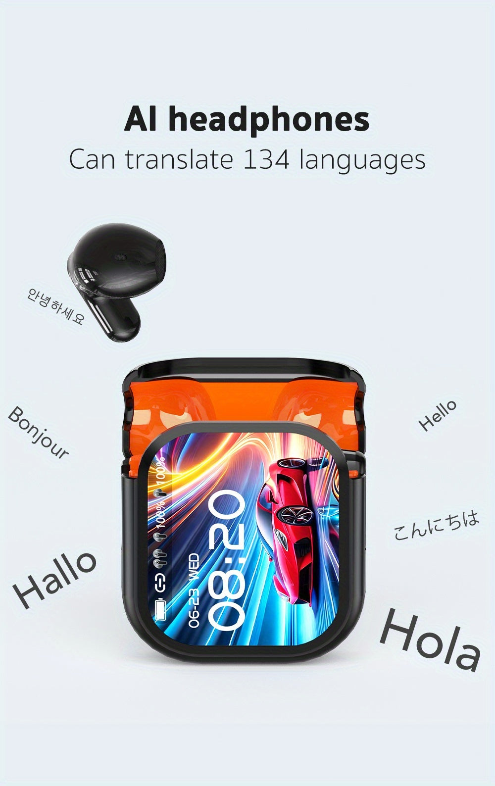 HTC NE20 New Ai Ai Translation Earphones, Real-time Translation Of 134 Languages, High-definition Screen Display, Multifunctional Earphones, Wireless 6.0 Tws High Fidelity Sound Quality, Long Battery Life, Suitable For Exercise, Daily Wear