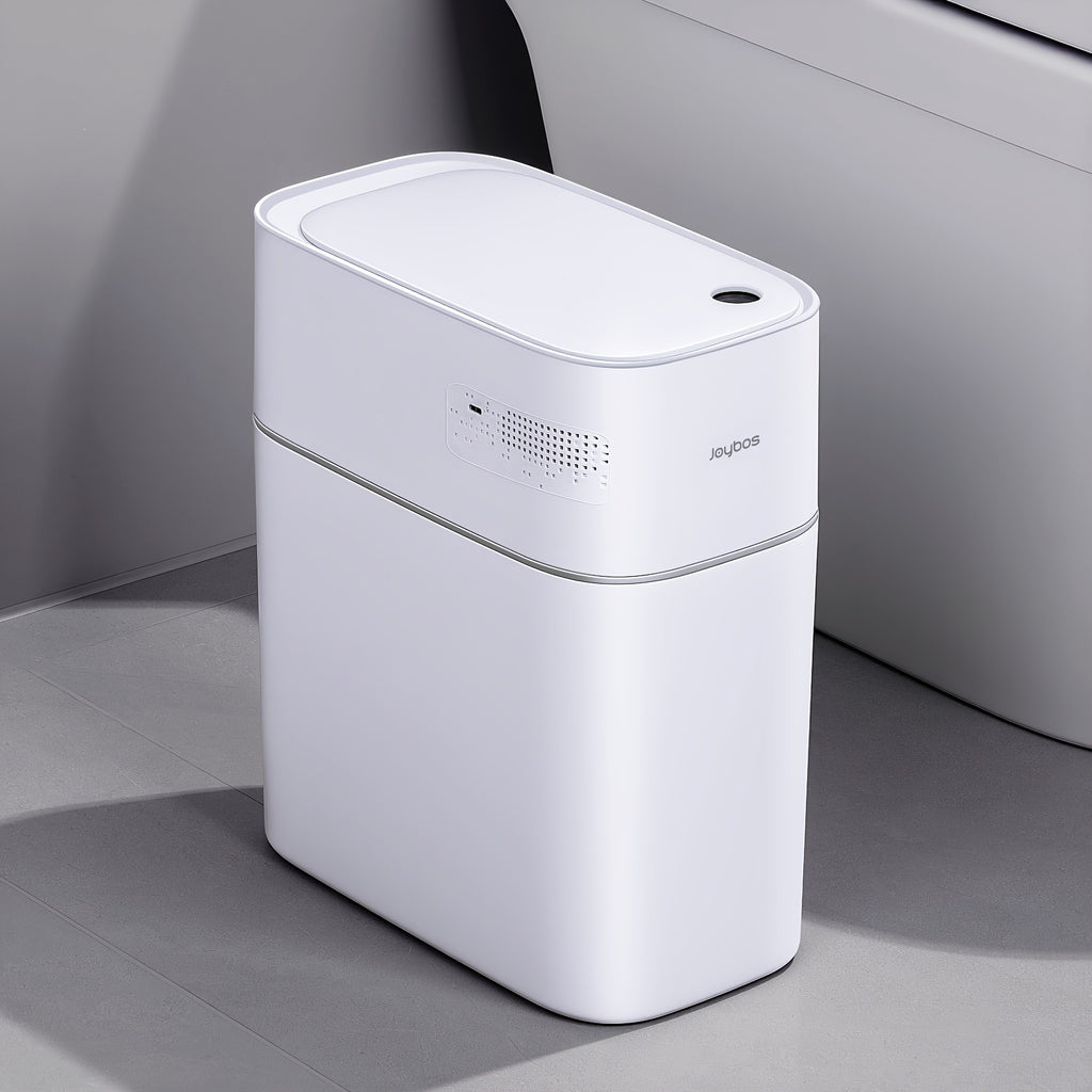 Automatic Smart Trash Can For Bathroom, 3.8Gal/14L Touchless Motion Sensor Garbage Bin, Upgraded 2 Gen Fan Auto Expand Garbage Bags, Slim Design For Narrow Space, With Small Lid Smart Waste Bin Perfect For Kitchen, Office, Bedroom, Toilet, RV