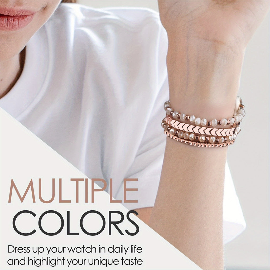 Arrow Strap Compatible with Samsung Galaxy Watch 4 40mm 44mm Strap/Galaxy Watch 5/Active 2 40mm 44mm/Watch 4 Classic 42mm 46mm Strap Ladies 20mm Handcrafted Fashion Elastic Beaded Bracelet Replacement for Suitable Galaxy Watch 5Pro 45mm Watch Strap