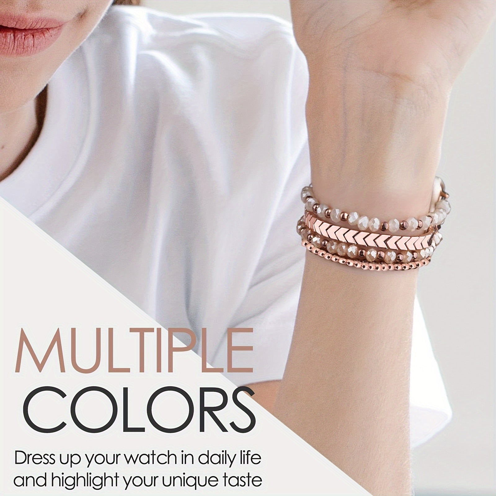Arrow Strap Compatible with Samsung Galaxy Watch 4 40mm 44mm Strap/Galaxy Watch 5/Active 2 40mm 44mm/Watch 4 Classic 42mm 46mm Strap Ladies 20mm Handcrafted Fashion Elastic Beaded Bracelet Replacement for Suitable Galaxy Watch 5Pro 45mm Watch Strap