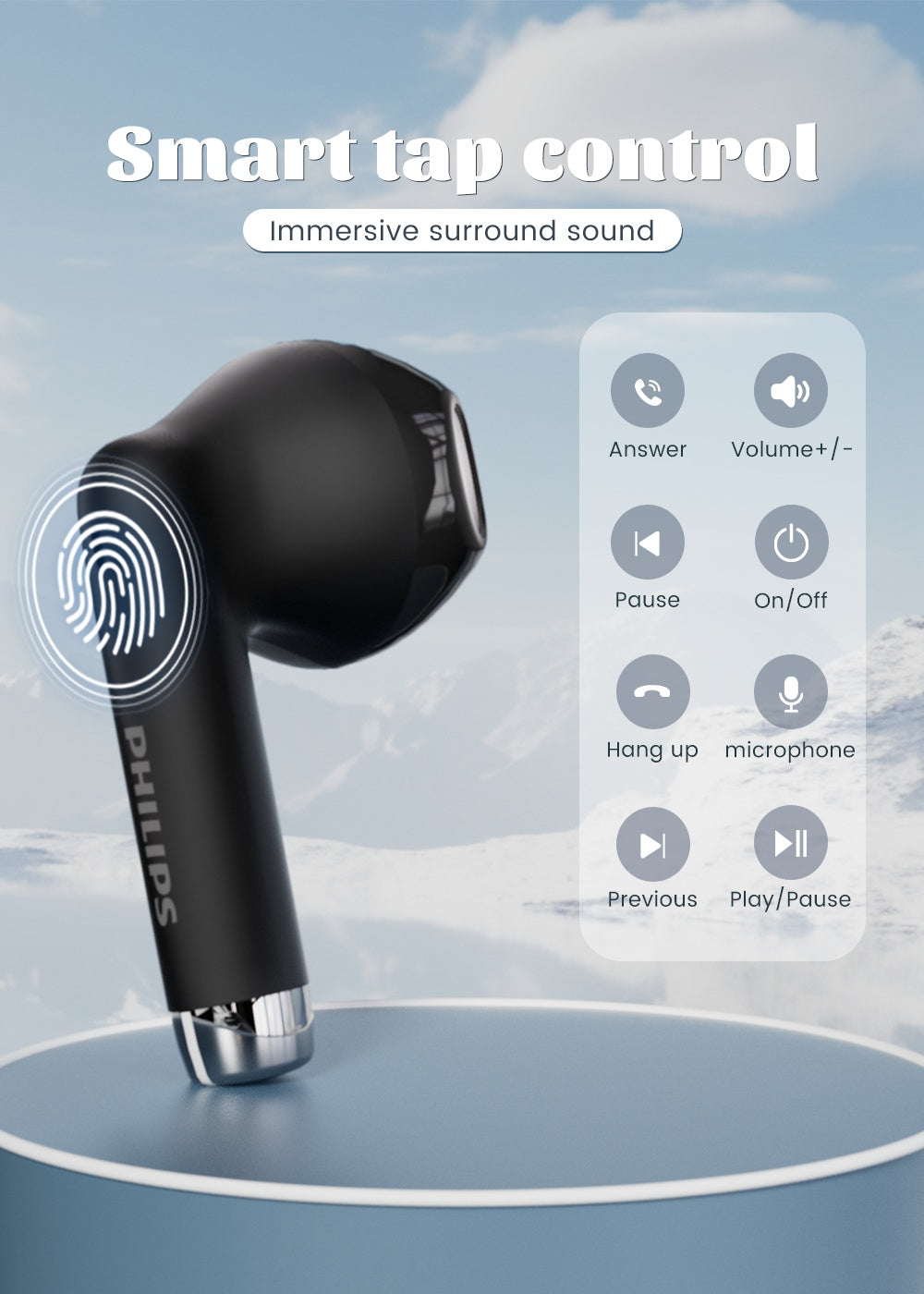 PHILIPS 2025 Wireless Earbuds - New Upgrade V6.0, Low Latency, Long Battery Life, Sound Isolation, with Mic for Gaming, Sports, And Music