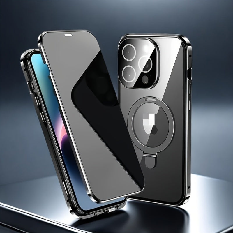 Phone Case - All-Inclusive Phone Case for Iphone 16, Magnetic Double-Sided Glass Privacy Case for Iphone 12, 13, 14, 15 And 16 Pro Max Plus with Security Lock And Compatible with Kickstand And Camera Lens Protection. 15Promax, 16Plus, 16Pro