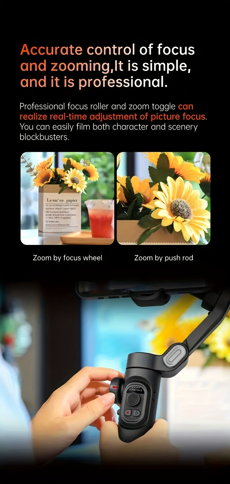 [Gimbal Stabilizer] AOCHUAN Foldable Portable Gimbal: 3-axis Stabilization, 360-degree Rotation, AI Automatic Face Tracking, Built-in Extendable Pole, Magnetic Wireless Remote Control With Panoramic Gesture Control Ideal For Vlogging
